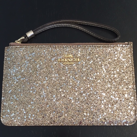 Coach Handbags - COACH Champagne Glitter Wristlet. NWT
